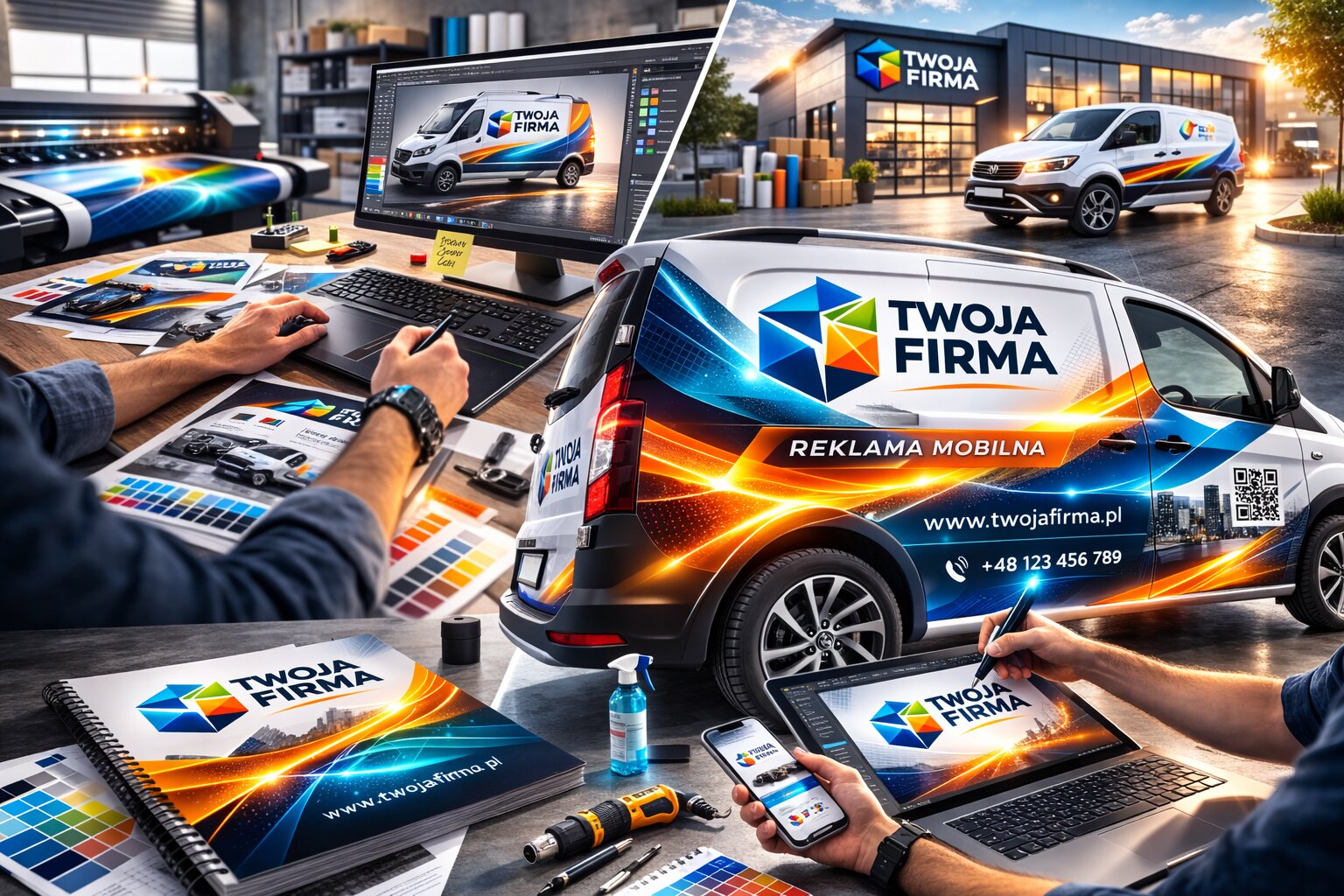 Reklama na samochodzie firmowym – montaż folii reklamowej