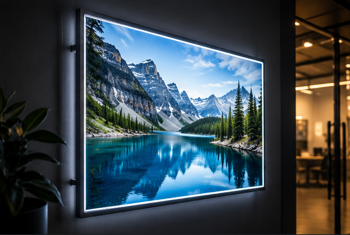 Podświetlana ramka LED z grafiką krajobrazową – ramki LED w Krakowie