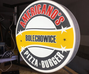 Americano's Pizza Kaseton okrągły typu semafor podświetlony próba światła