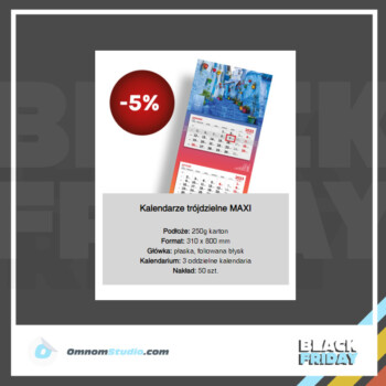 oferta promocyjna -5% na black friday na kalendarze trójdzielne maxi