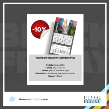 oferta promocyjna -10% na black friday na kalendarze trójdzielne standard plus