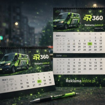 Personalizowany kalendarz dopasowany do identyfikacji wizualnej marki. Personalizowane kalendarze z logo i danymi firmy